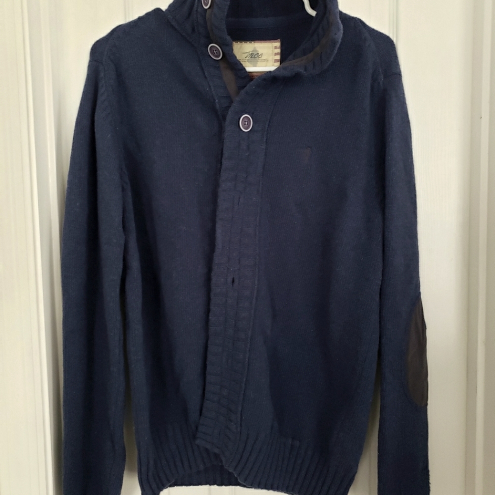 Blue wool cardigan, size L